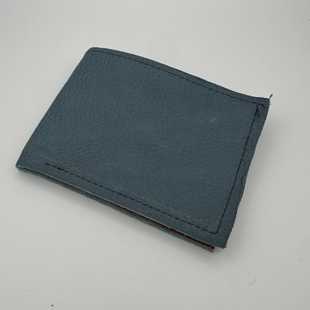 Minimalist Handmade Oaxaca Leather Wallet Royal Blue Slim Bifold Card Holder Men
